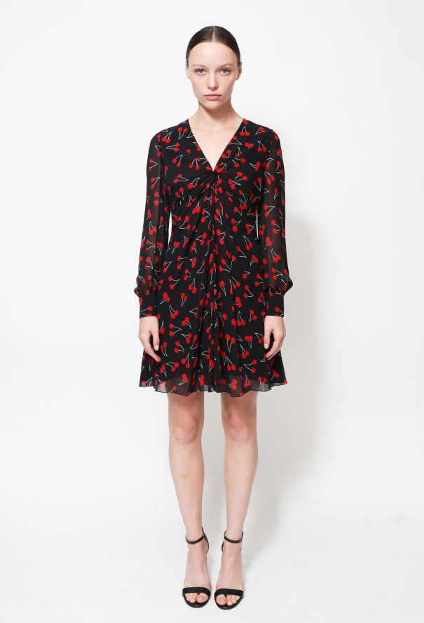 Saint Laurent S/S 2015 Cherry Silk Dress - 1