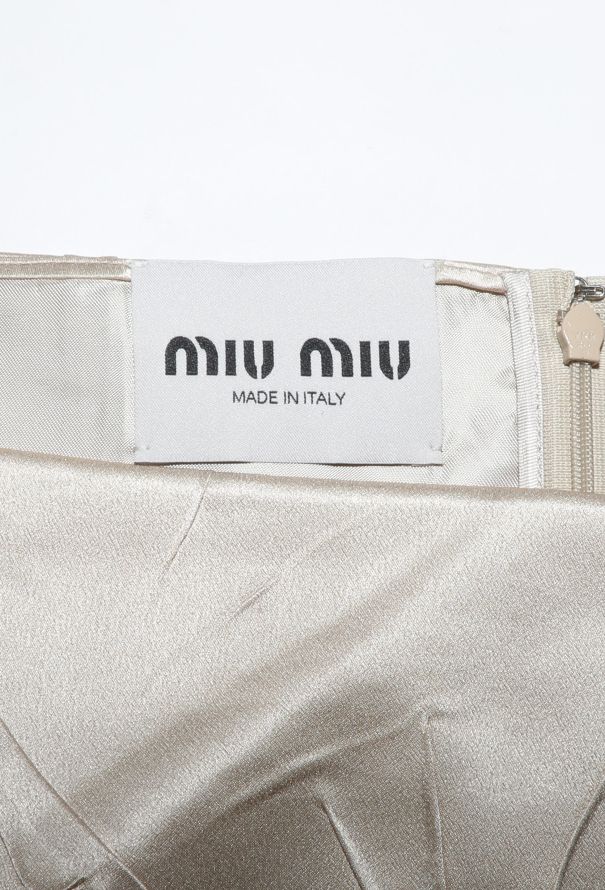 Miu Miu Beige Textured Charmeuse Dress - F/W 2024 - 7