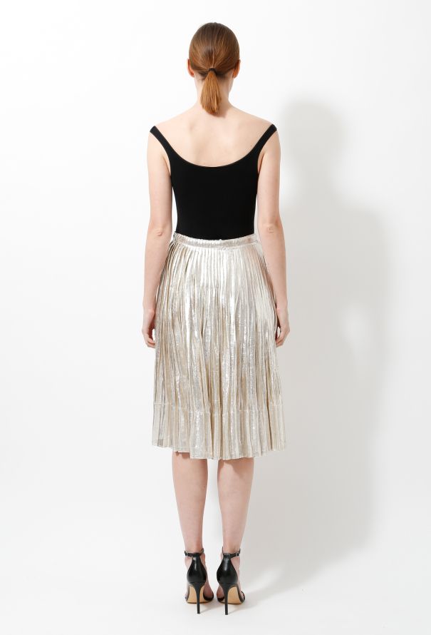 Jil Sander Silver Lamé Pleated Skirt - 4
