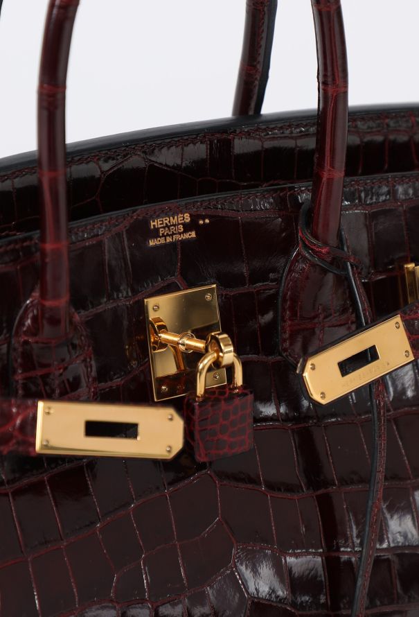 Hermès Exquisite Shiny Bordeaux Niloticus Birkin 30 - 16