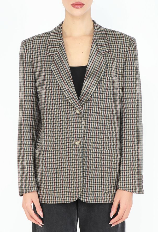 Burberry '70s Houndstooth Wool Blazer - 1