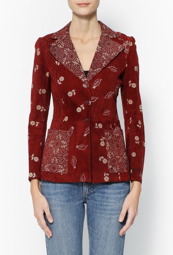 Roberto Cavalli 2002 Floral Suede Jacket - 1