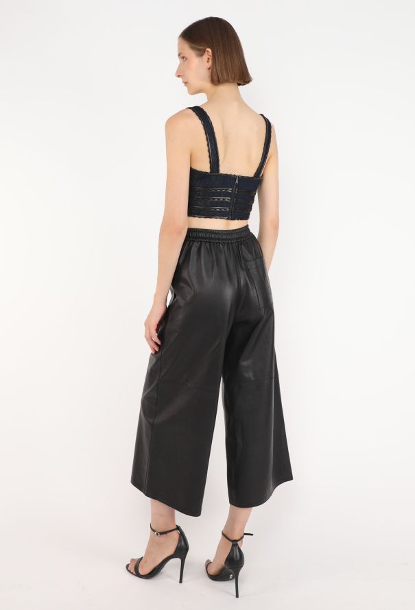 Alaïa Denim Leather Trim Bralette - 5