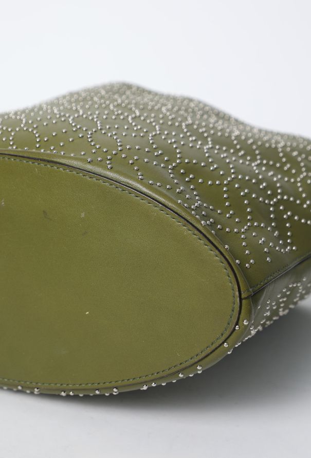 Alaïa Green Studded Medium Tote Bag - 7