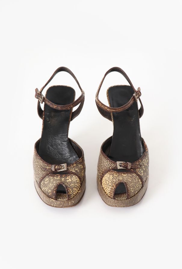 Prada F/W 2000 Tonal Lizard Pumps - 3