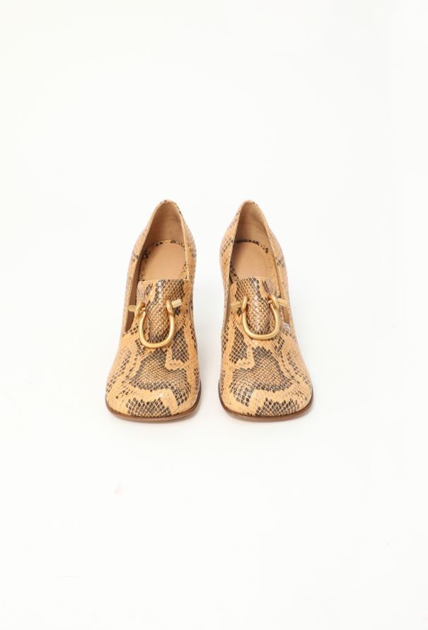 Bottega Veneta 2020 Bloc Python Buckle Heels - 3