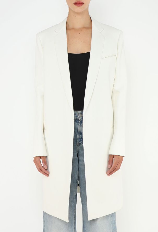 Céline White Grain de Poudre Crombie Coat - 2