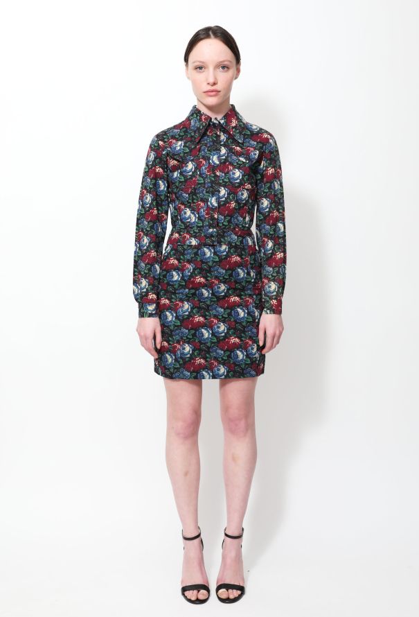 Saint Laurent RARE '60s Floral Crop Jacket & Skirt Ensemble - 4