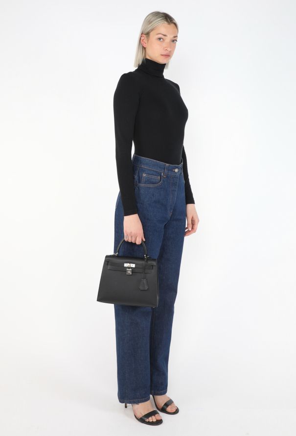 Hermès Black Epsom Kelly Sellier 25 Electrum - 2
