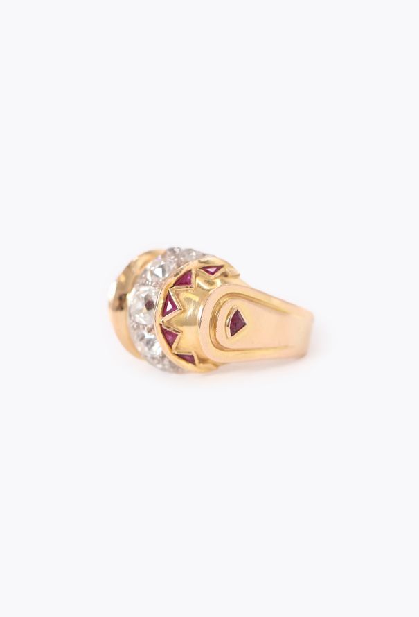Vintage Fine Jewelry 18k Yellow Gold, Diamond & Ruby Ring - 3