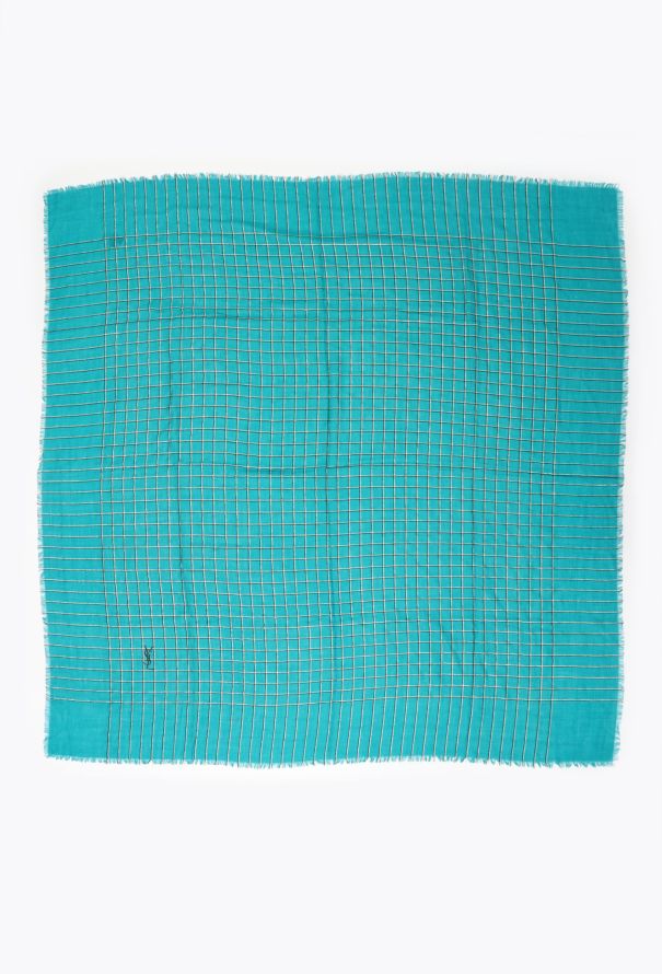 Saint Laurent Vintage Checkered Lamé Scarf - 3
