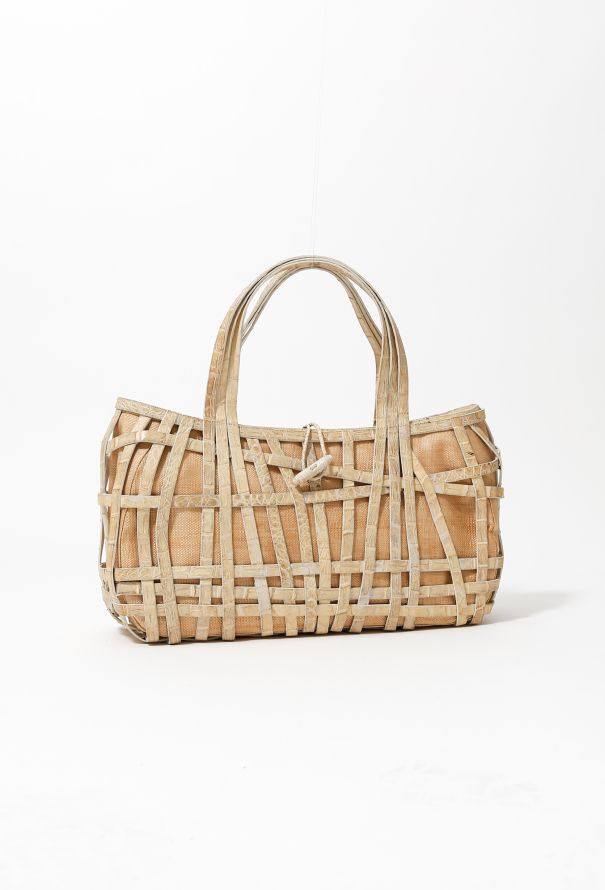 Exquisite Vintage Nancy Gonzalez Crocodile Raffia Bag - 3