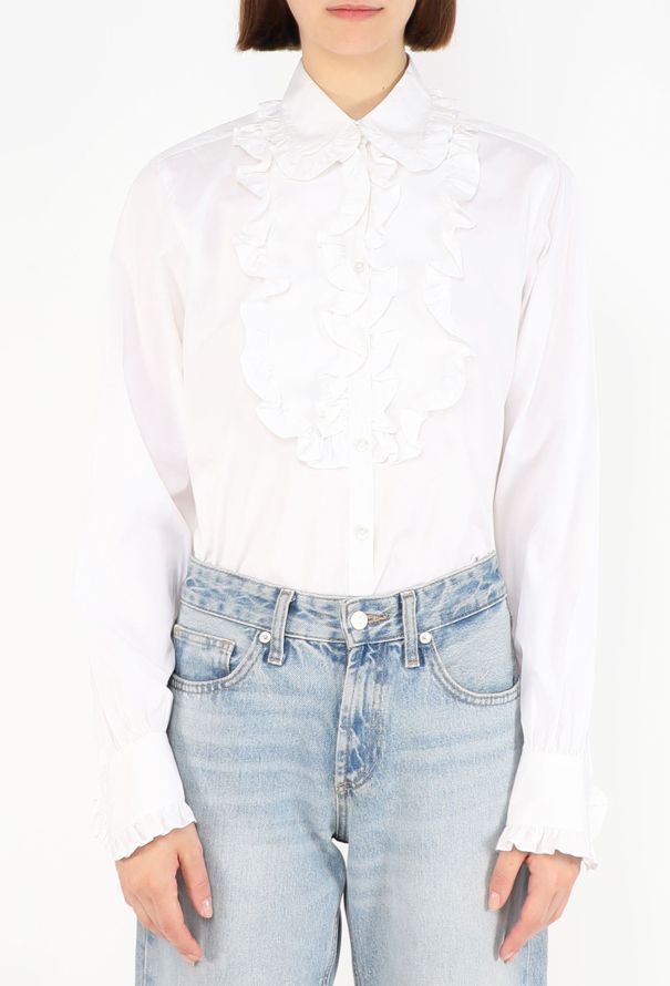 Saint Laurent Ruffled Cotton Smock Blouse - 1