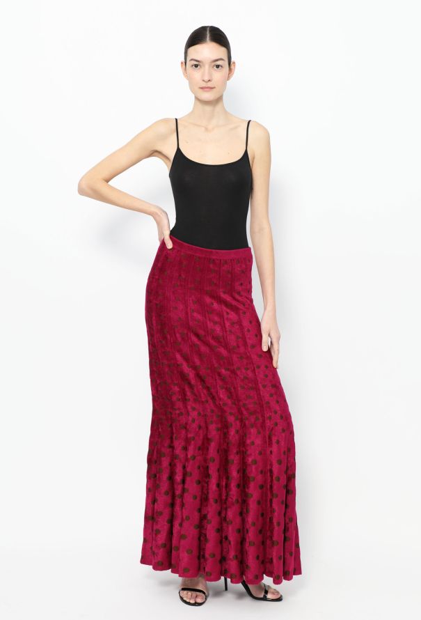 Alaïa '90s Chenille Polka Dot Maxi Skirt - 4