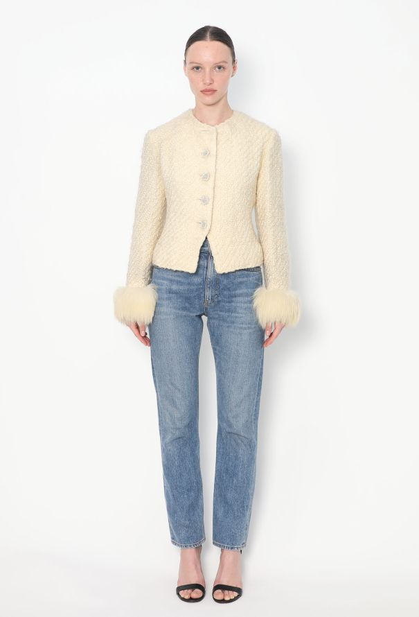 Chloé Couture '80s Fox Fur Trim Tweed Jacket - 3
