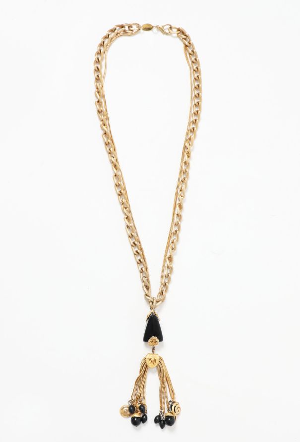 Chainlink Onyx Charm Necklace - 1