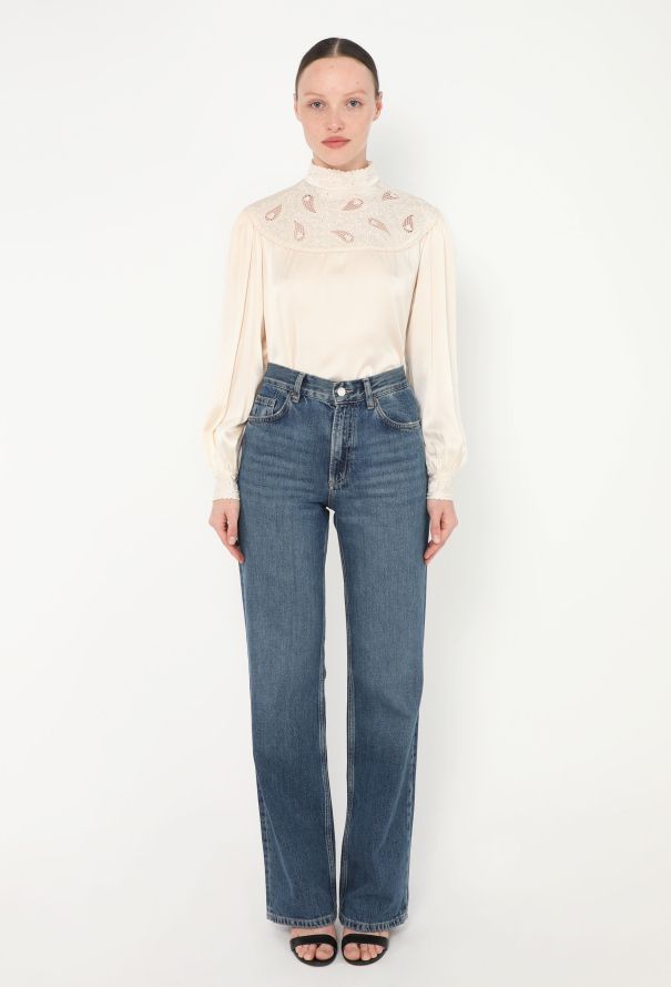 Hanae Mori '80s Embroidered Silk Blouse - 4