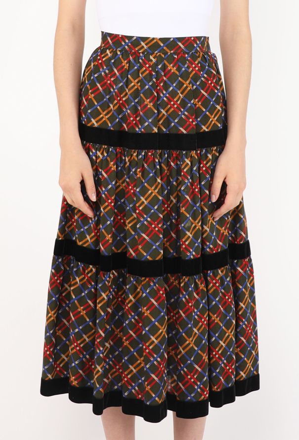 Saint Laurent Velvet Trim Peasant Skirt, F/W 1983 - 3