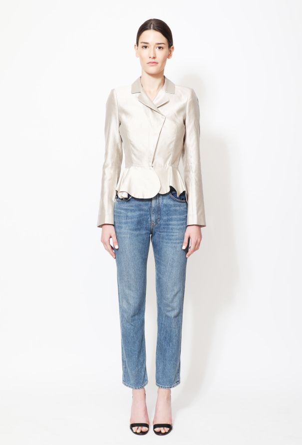 Balenciaga 2010 Champagne Silk Zip Jacket - 1