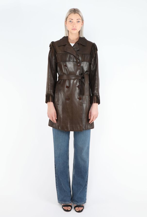 Saint Laurent COLLECTOR 1968 Haute Couture Leather Fringe Coat - 4