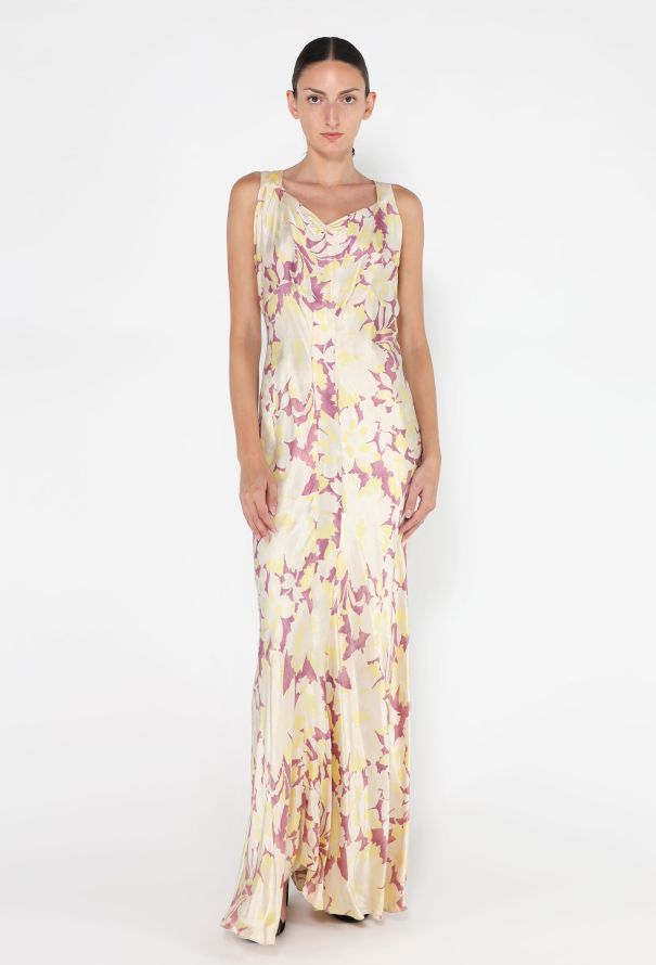 Floral Silk Bias Evening Gown, 1930s - 1