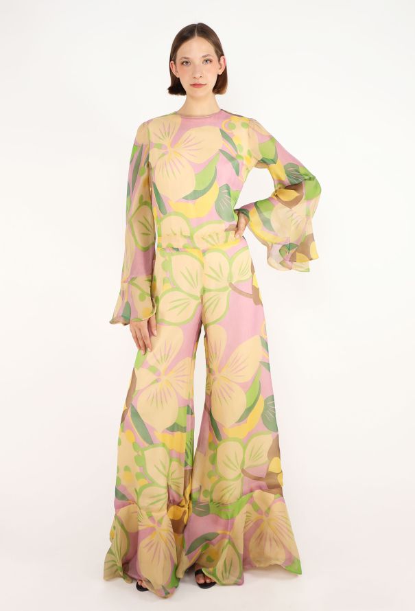 Jean Patou Silk Palazzo Jumpsuit, 1970s - 4