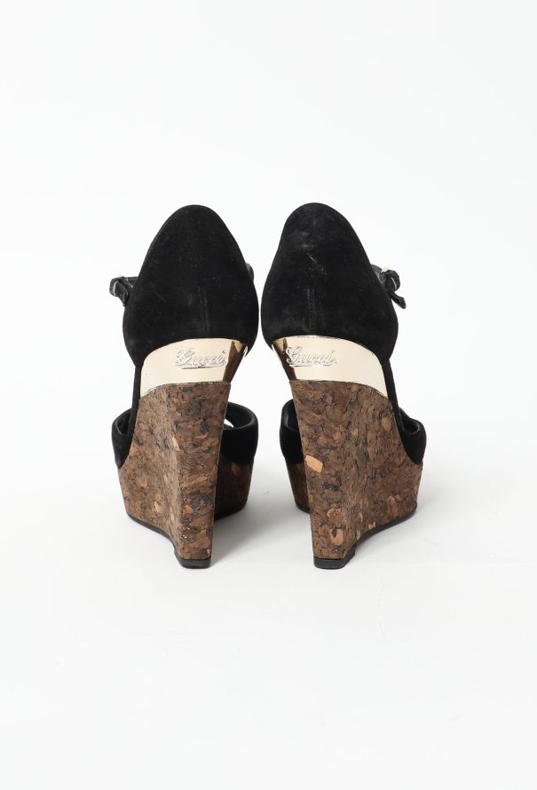 Gucci Early 2000s Suede Cork Wedges - 5