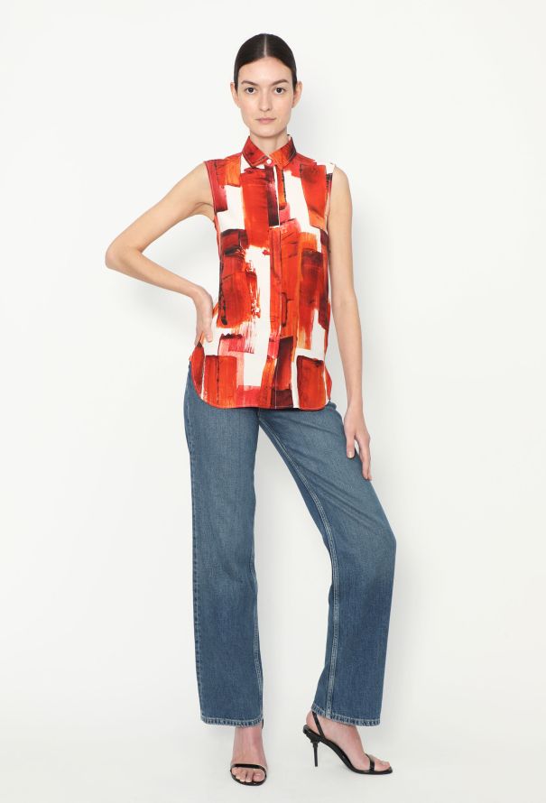 Céline S/S 2014 Printed Silk Blouse - 5