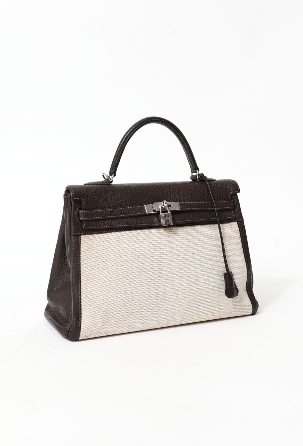 Hermès Kelly 35 Retourne – Toile H & Ébène Clémence (2005) - 4