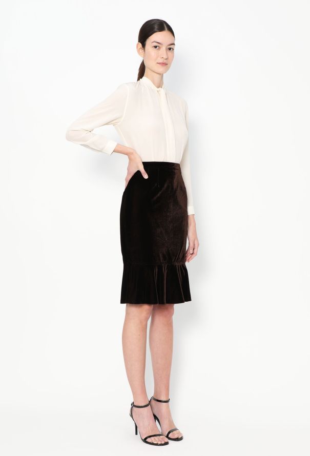 Saint Laurent Tom Ford 2003 Velvet Peplum Skirt - 2