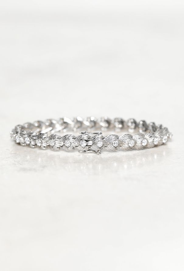 Vintage Fine Jewelry Antique 18k White Gold & Diamond Bracelet - 4