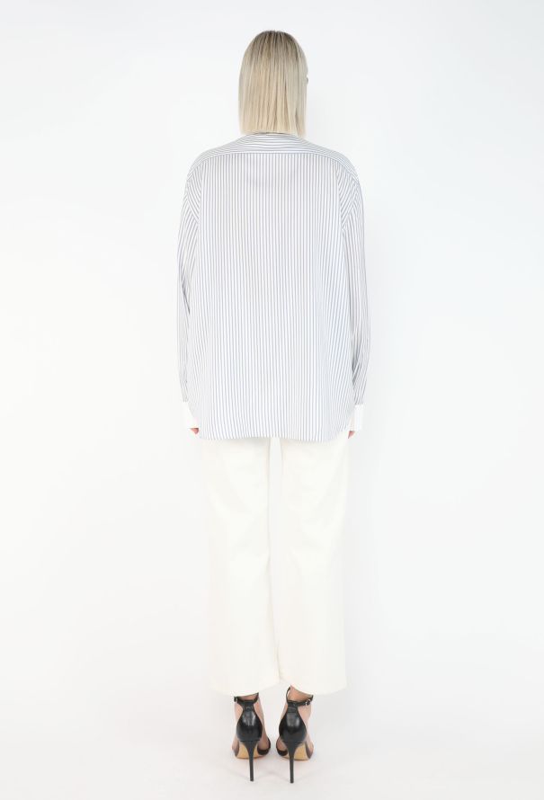 Loewe Silk Pinstripe Bib Shirt - 6