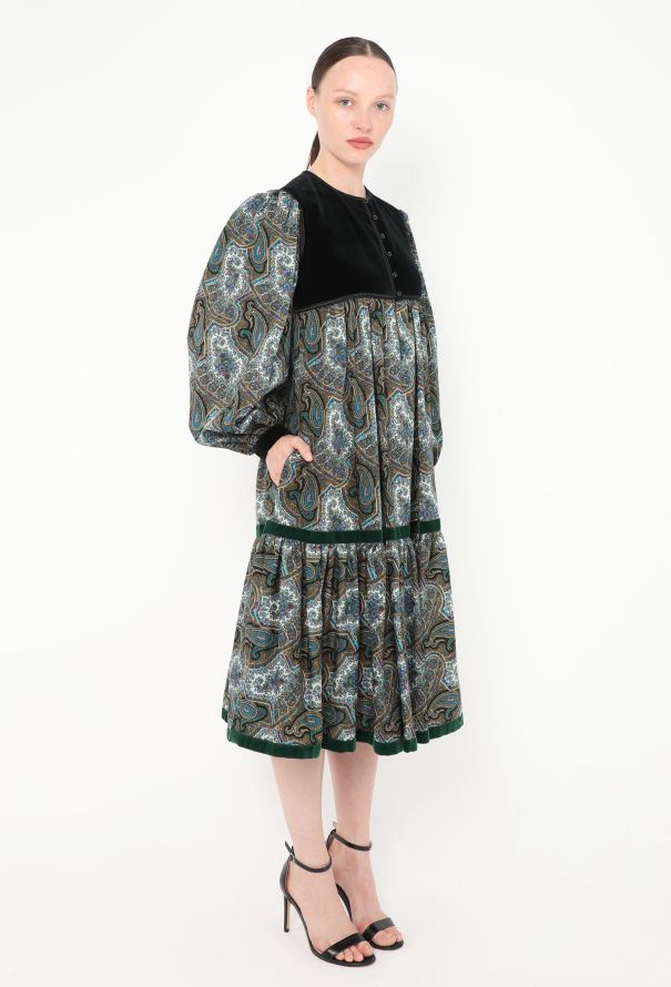Saint Laurent Collector F/W 1977 Paisley Velvet Russian Dress - 4