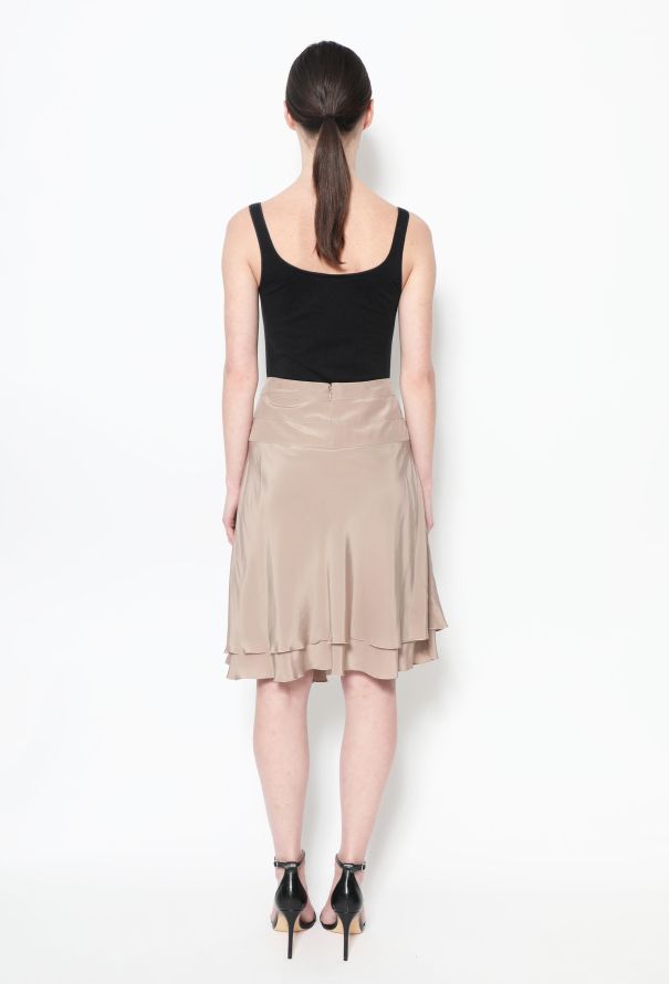 Chanel Taupe brown Flared Silk Skirt - 3