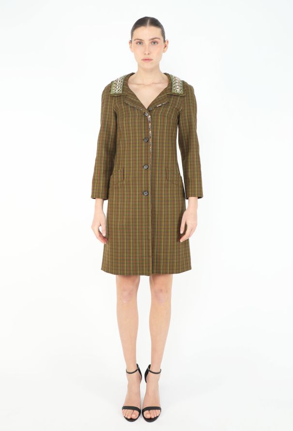 Prada F/W 2004 Embellished Trim Coat - 4