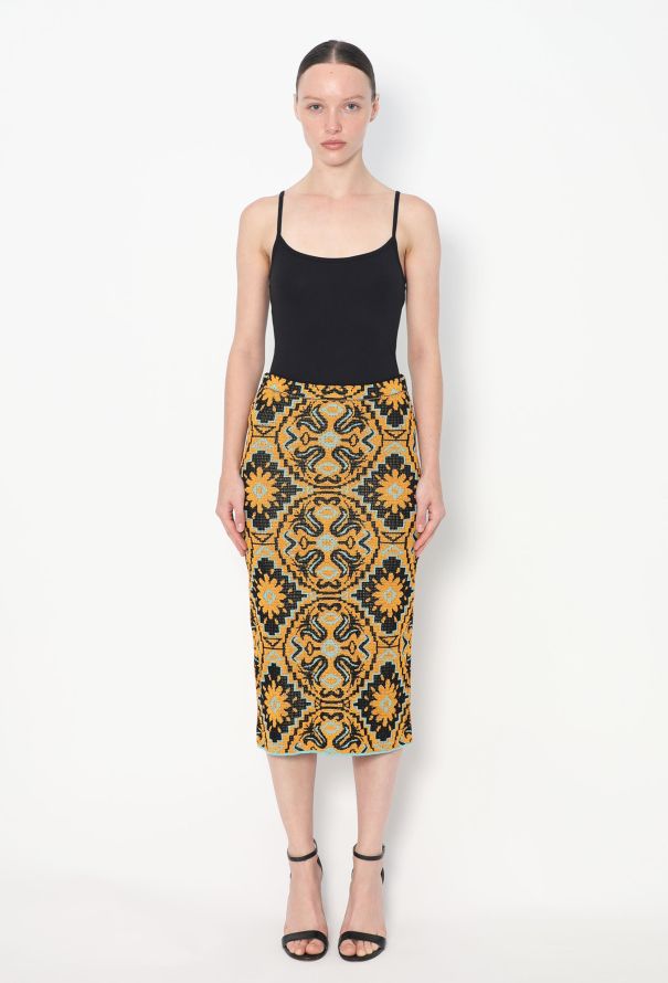Graphic Intarsia Knit Skirt - 1