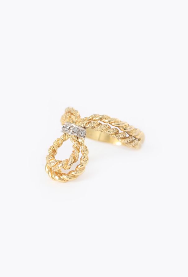 Vintage Fine Jewelry 18k Yellow Gold, Platinum & Diamond Twisted Ring - 3
