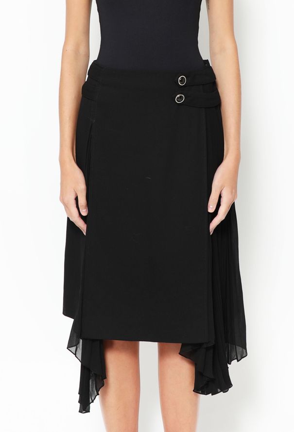 Givenchy S/S 2018 Pleated Silk Cut-Out Skirt - 3