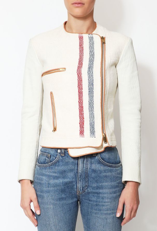 Céline Linen Leather Zip Jacket - 1