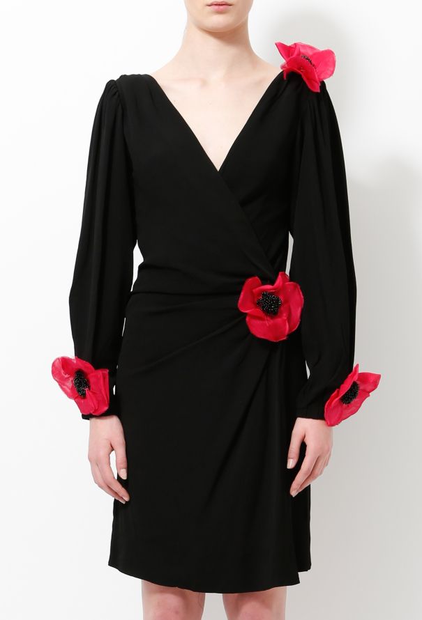 Saint Laurent S/S 1990 Floral Wrap Dress - 4