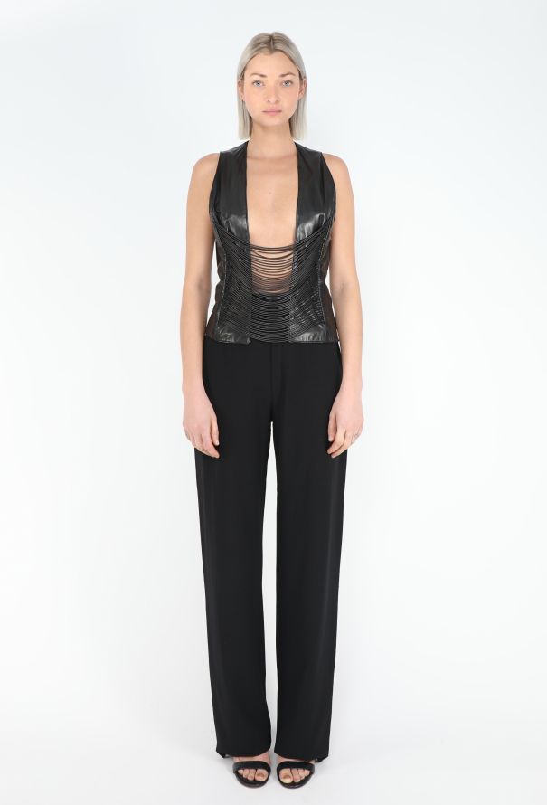 Helmut Lang ULTRA RARE F/W 1992 Leather Cord Vest - 3