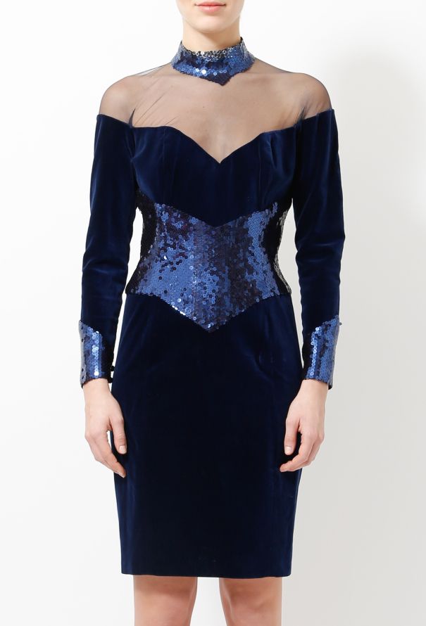 Azzaro 90s Sequin Velvet Evening Dress - 2