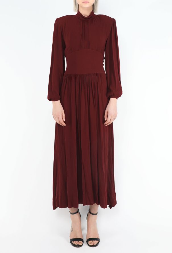 1930s Burgundy Box Pleat Dress - 3