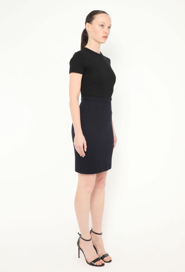 Chanel '90s Navy Classic Tweed Skirt - 3