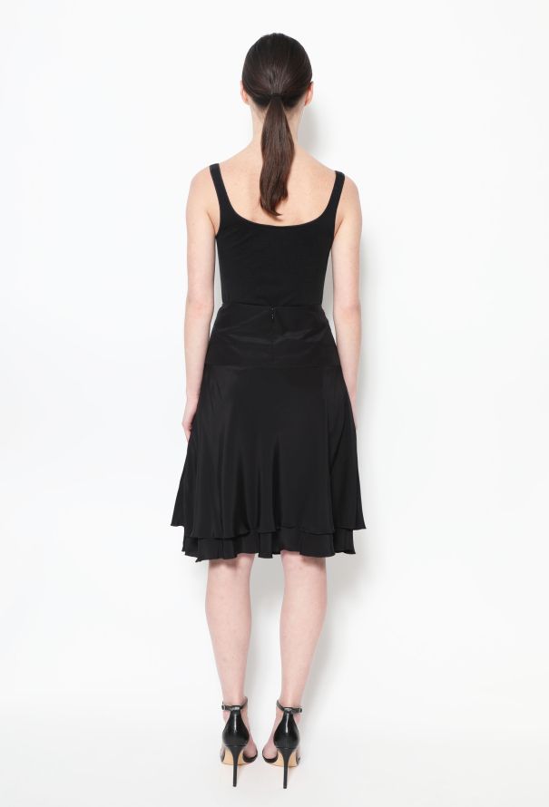 Chanel Black Flared Silk Skirt - 4