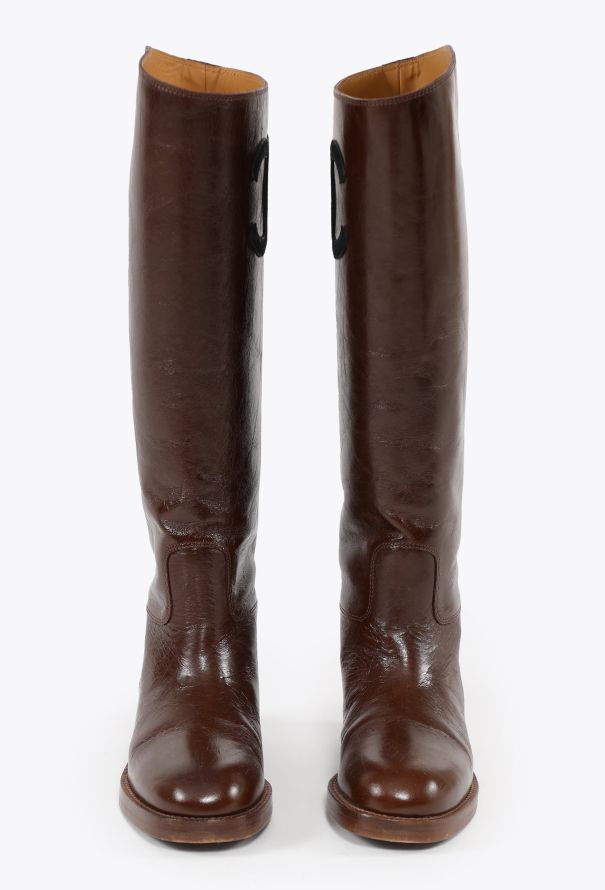 Chanel Leather 'CC' Riding Boots Brown - 2
