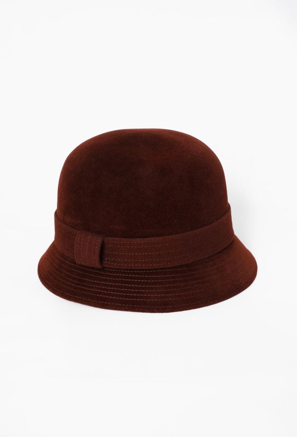 Hermès Burgundy Felted Cloche Hat - 1