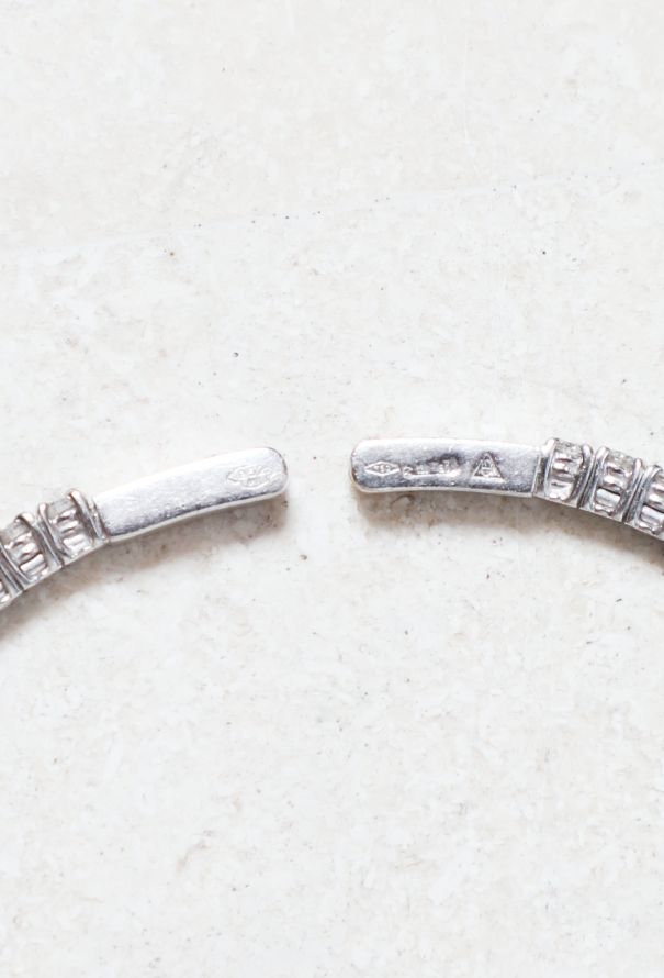 Vintage Fine Jewelry 18k White Gold Diamond Open Bangle - 5