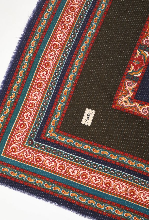 Saint Laurent Vintage Lamé Paisley Shawl - 3