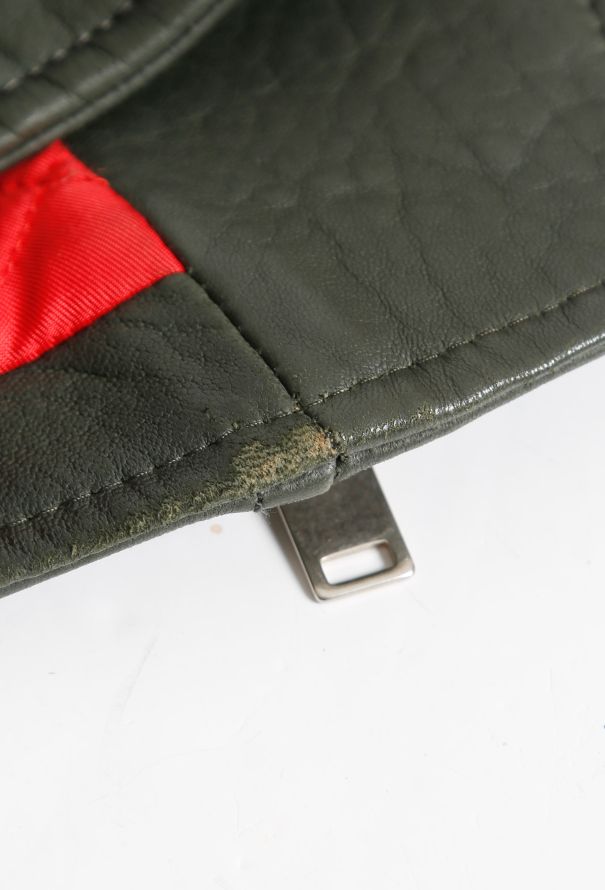 Céline Olive Leather Biker Jacket - 8